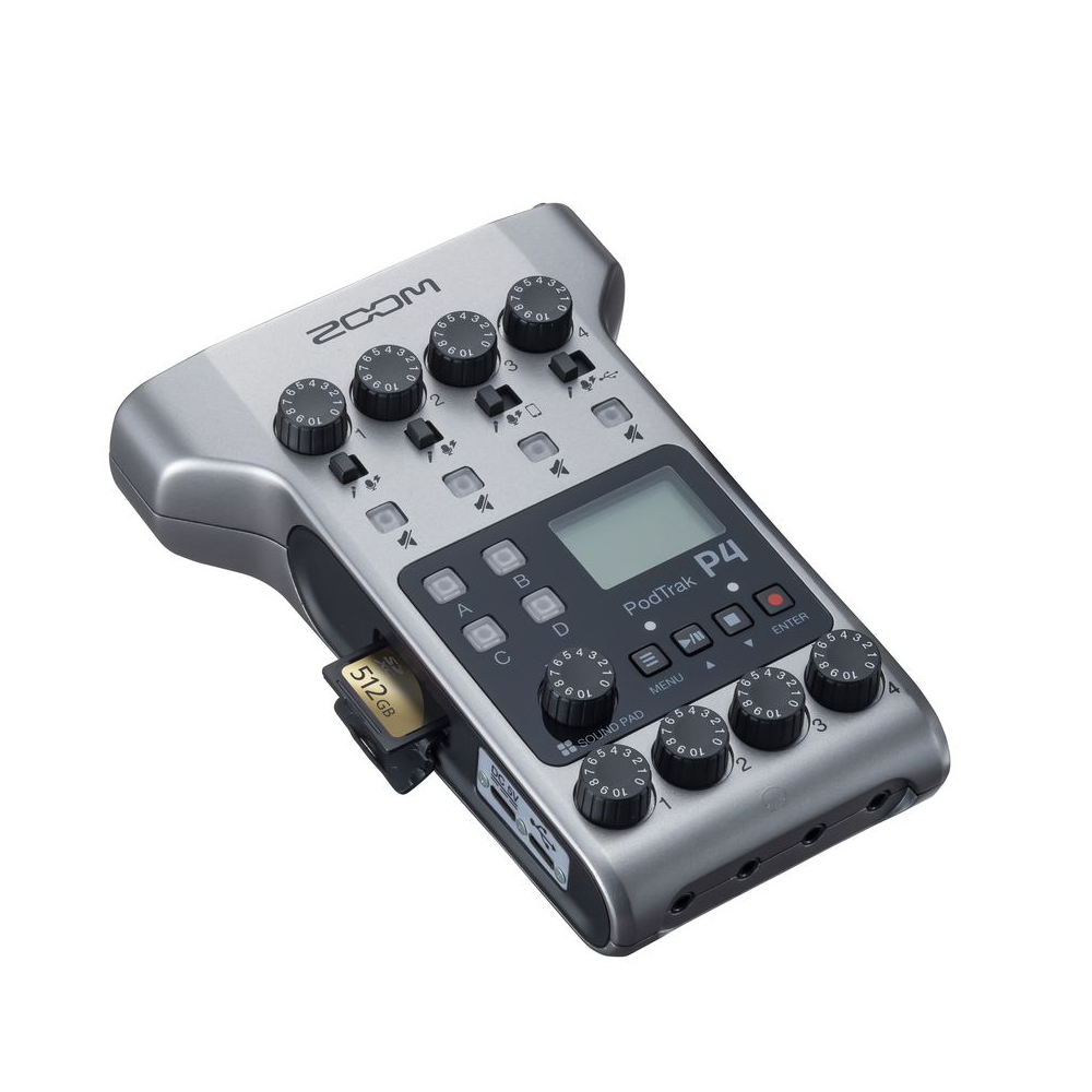 Zoom PodTrak P4 4-input Portable Ultimate Recorder for Podcasting