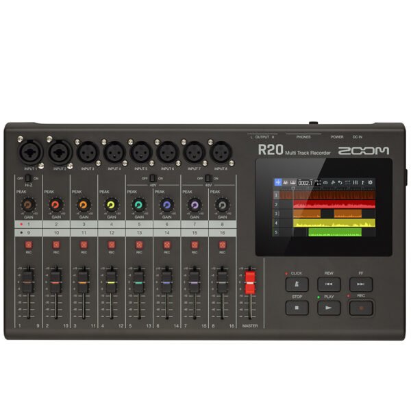16-track Recorder/Interface/Controller Workstation with 6 XLR Channels, Two XLR/Line Channels, LCD Screen, Mixing Controls, Onboard Effects, MIDI, Headphone and Monitor Outputs