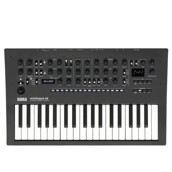4-voice Analog/Digital Synthesizer with 2 VCOs per Voice, Digital Multi-engine, Effects, 16-step Polyphonic Sequencer, 4 Voice Modes, and MIDI/Sync I/O