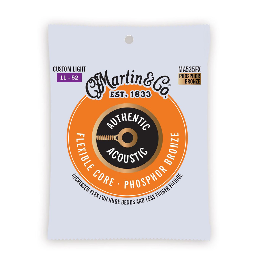 Martin MA535FX Authentic Flexible Core 92 8 Phosphor Bronze Acoustic Guitar Strings .011 .052 Custom Light City Music Singapore 1 Trusted Music Store Since 1968