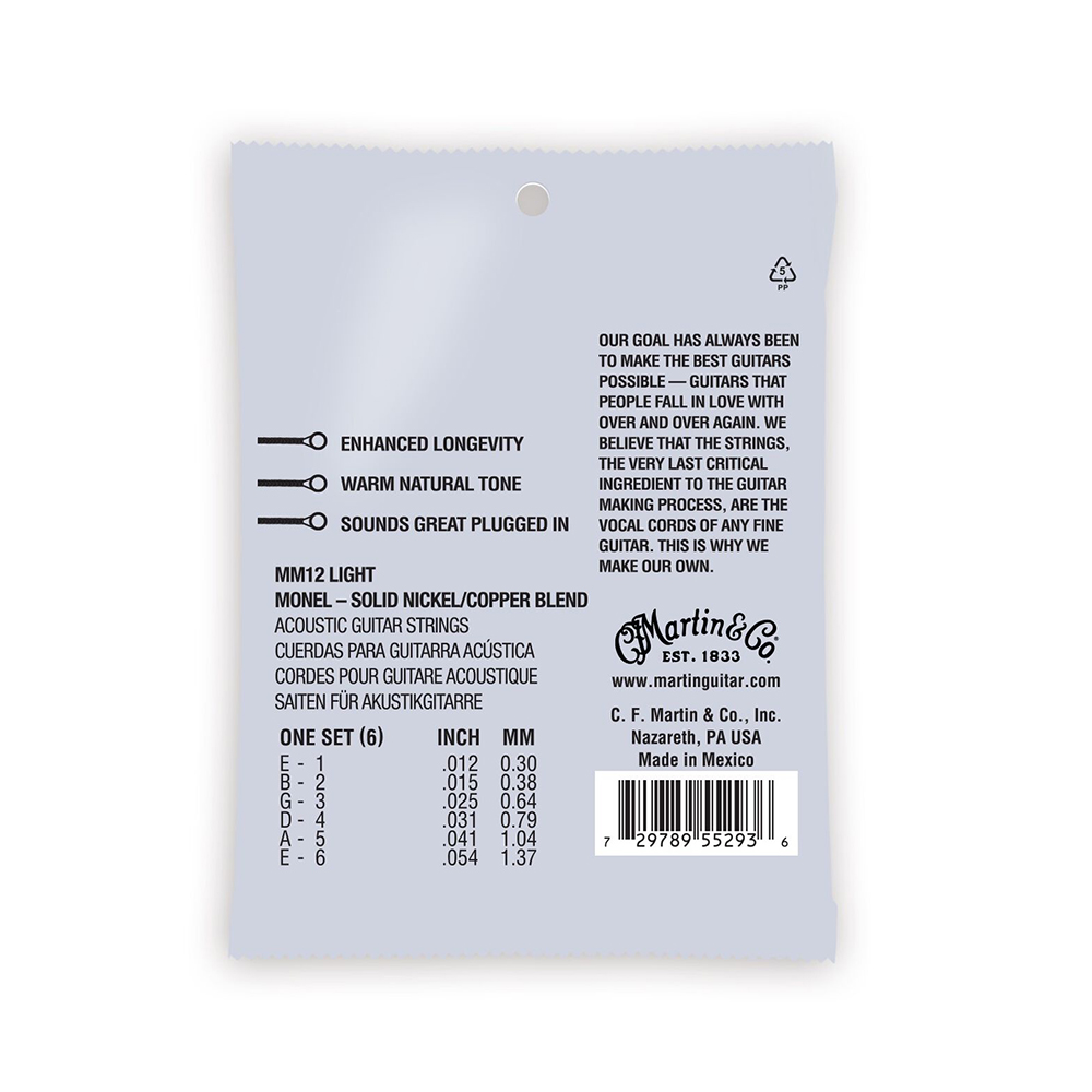 Martin MM12 Retro Acoustic Guitar Strings - .012-.054 Light