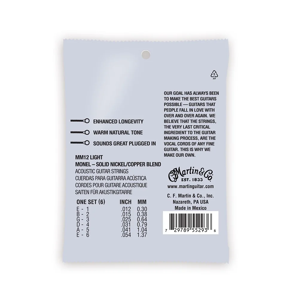 Martin MM12 Retro Acoustic Guitar Strings - .012-.054 Light