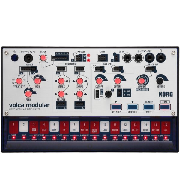 korg-volca-modular-synthesizer Semi-modular Analog Synthesizer Module with CV In, 50 Patch Points, 20 Patch Cables, 16-step Sequencer, and Sync I/O