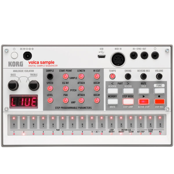 Compact Sample Sequencer with 100 Onboard Sounds, Extensive Onboard Control, Step Sequencing, Automation, Reverb, Swing, Sync I/O, and USB/MIDI