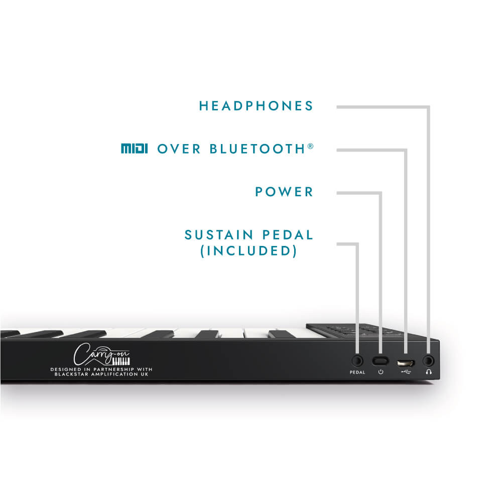 Carry-On Folding Piano 88 Touch (Midi Over Bluetooth) With Built-In Speakers - Black