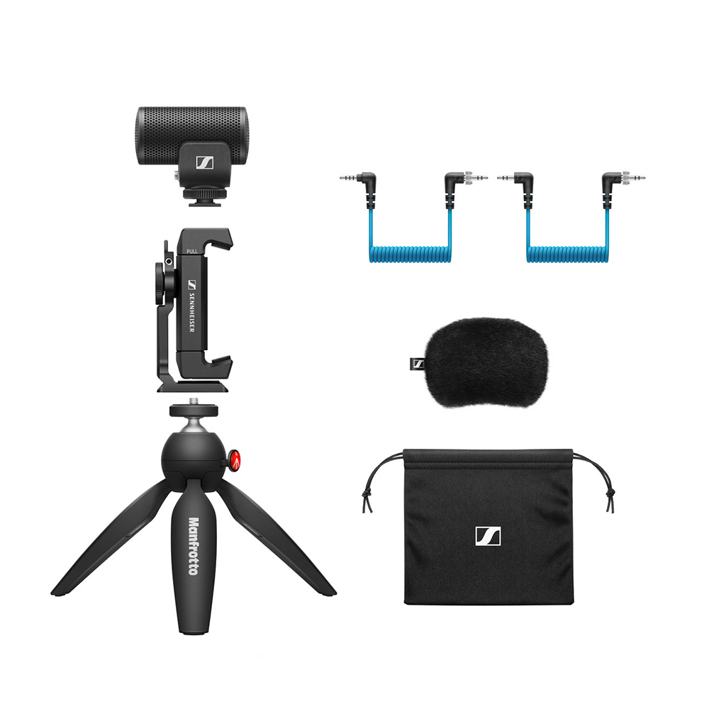 Sennheiser MKE200 Directional Camera Microphone with Smartphone Clamp and Tripod Stand