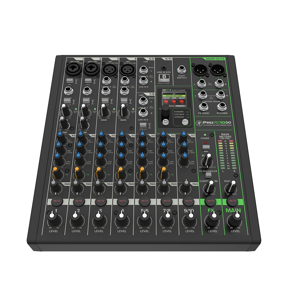 Mackie ProFX10 Go Battery-powered 10-channel Mixer with USB and Enhanced Effects