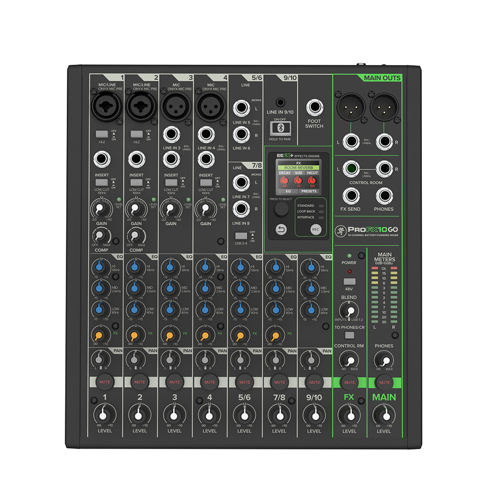 Mackie ProFX10 Go Battery-powered 10-channel Mixer with USB and Enhanced Effects