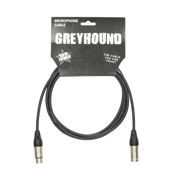 Black Klotz GRG1FM00.5 Greyhound 0.5-meter XLR cable with silver-plated metal XLR male and female connectors, featuring a flexible PVC jacket and compact design for patching or tight setups.