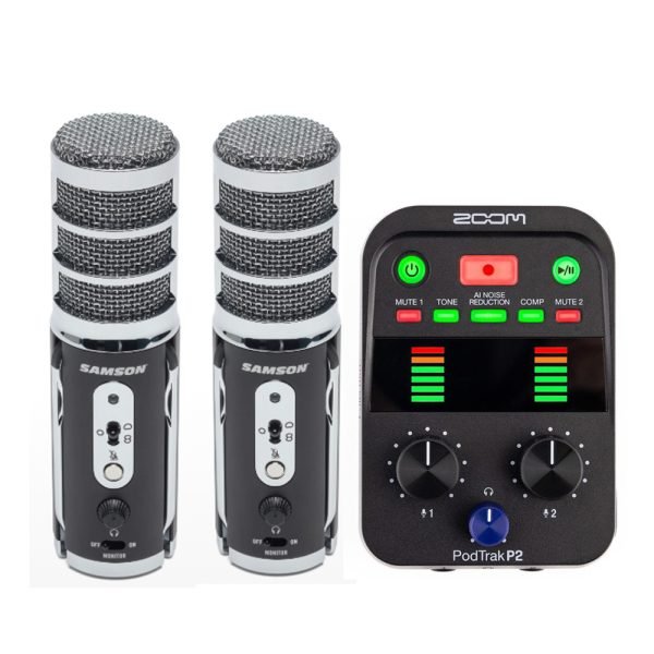 Dual microphone and portable recorder bundle for podcasting
