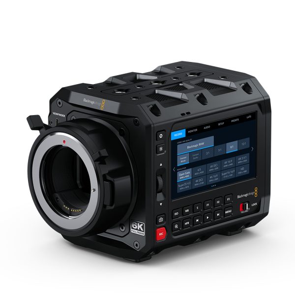 Blackmagic Design PYXIS 6K EF full-frame digital film camera with compact box-style body, EF lens mount, and professional cinematic design