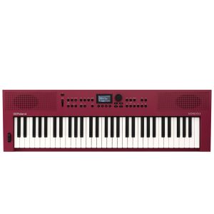 Roland GO:KEYS 3 portable 61-key keyboard in bright red, with built-in speakers and intuitive control panel