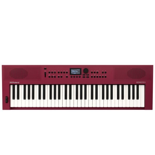 roland-go-key-3-keyboard Roland GO:KEYS 3 portable 61-key keyboard in bright red, with built-in speakers and intuitive control panel