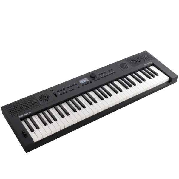Roland GO:KEYS 5 digital keyboard in graphite finish, 61 keys with control panel, built-in speakers, and modern portable design