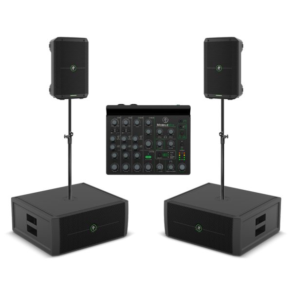 Mackie Thump GO Dual Portable PA System – 2 Thump GO Speakers, 2 ThumpSUB GO Subwoofers, MobileMix, 2 Mounting Poles & 2 FREE Carry Bags