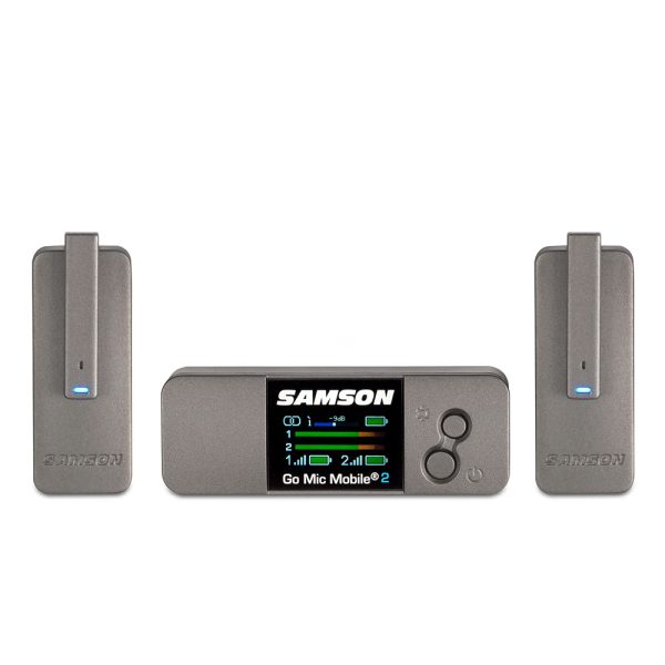 2-ch 2.4 GHz Digital Wireless System 3.5mm, Rechargeable with 2.4 GHz, Micro Transmitters, and Charging Case