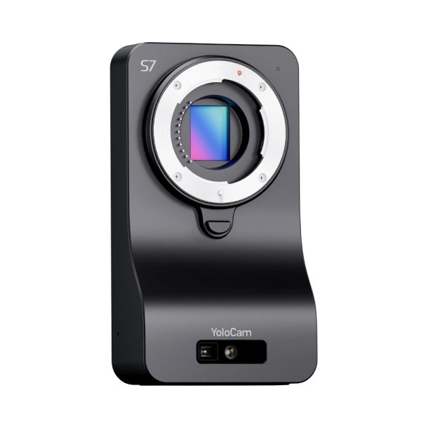 YoloLiv YoloCam S7 Micro Four Thirds UHD 4K60 live streaming camera with interchangeable lens mount, compact black body, and professional controls