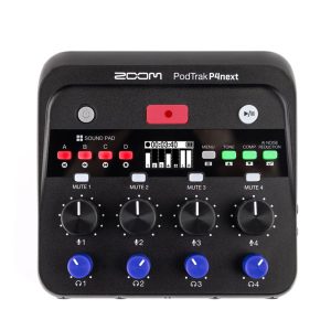 zoom-podtrak-p4next-audio-interface 12-in/2-out, 24-bit/48kHz USB-C Audio Interface with 4 Preamps, AI Noise Reduction, Tone Control, Compressor, SDHC Slot, and 4 Headphone Outputs